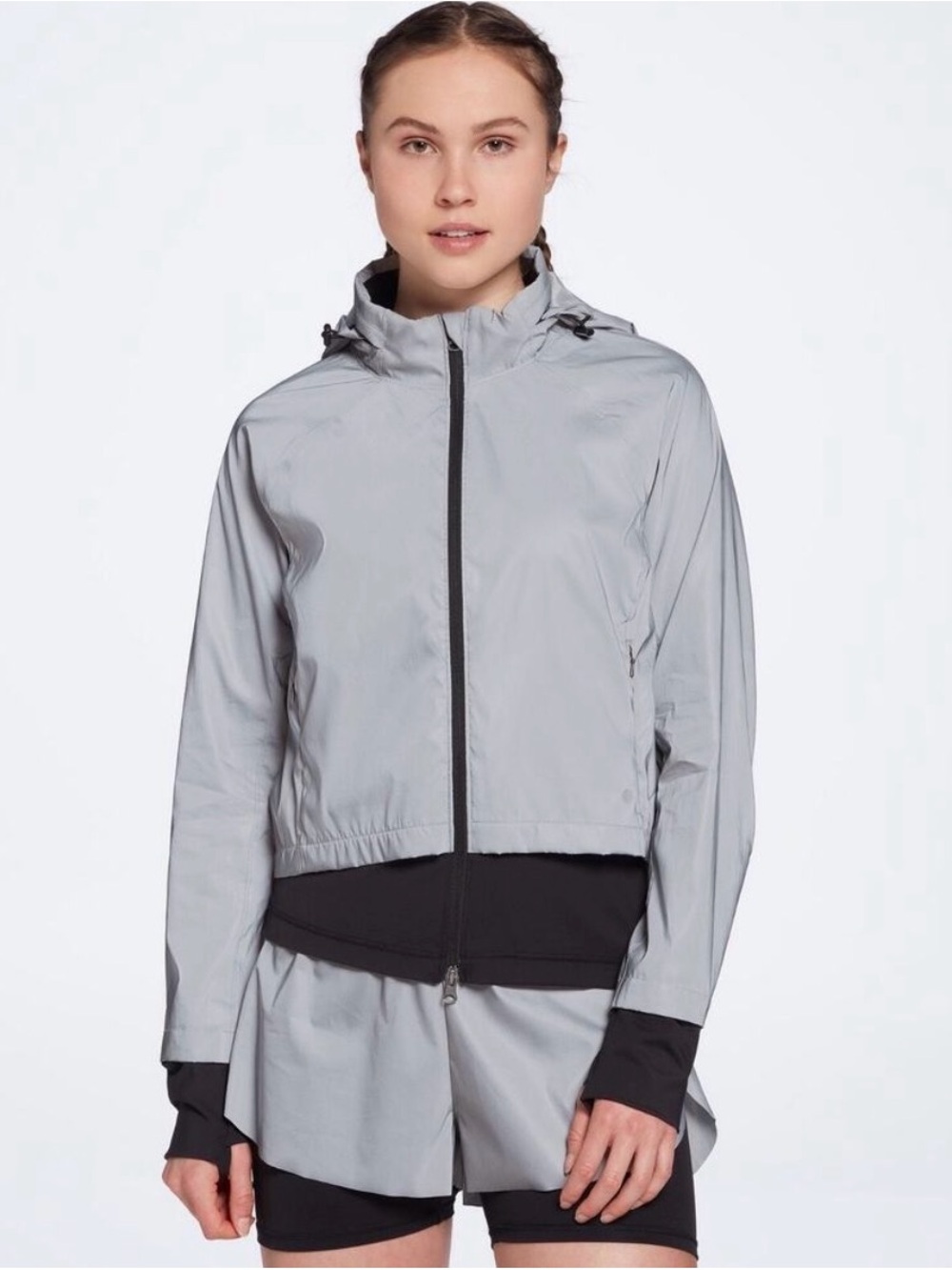 Calia Reflective Running Coat Silver/Grey XXS NWOT!